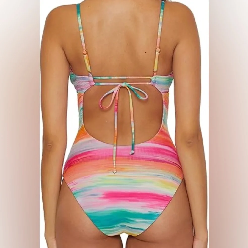 BECCA Women's Verano One Piece Swimsuit, Plunge Neck, Bathing Suits Medium - Picture 7 of 12